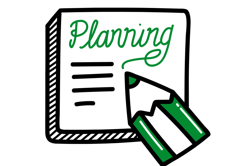 sketch like image of page and pencil and word planning written on it , sprint planning , agile planning , Failing to Plan is Planning to Fail